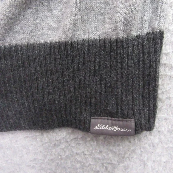 Eddie Bauer Mens Sweater TL Gray Striped Cotton Merino Wool Crewneck 15885 - Picture 2 of 8